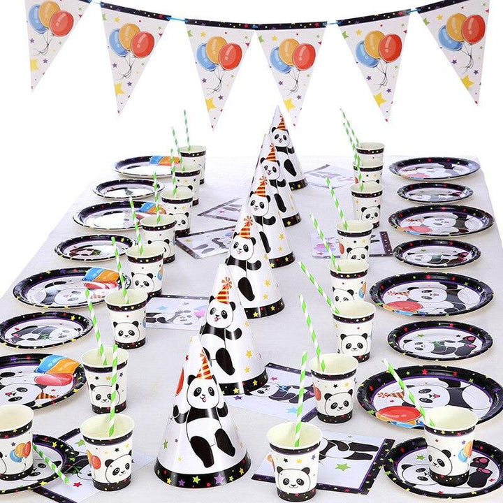 Panda Birthday Decorations Banner Stars