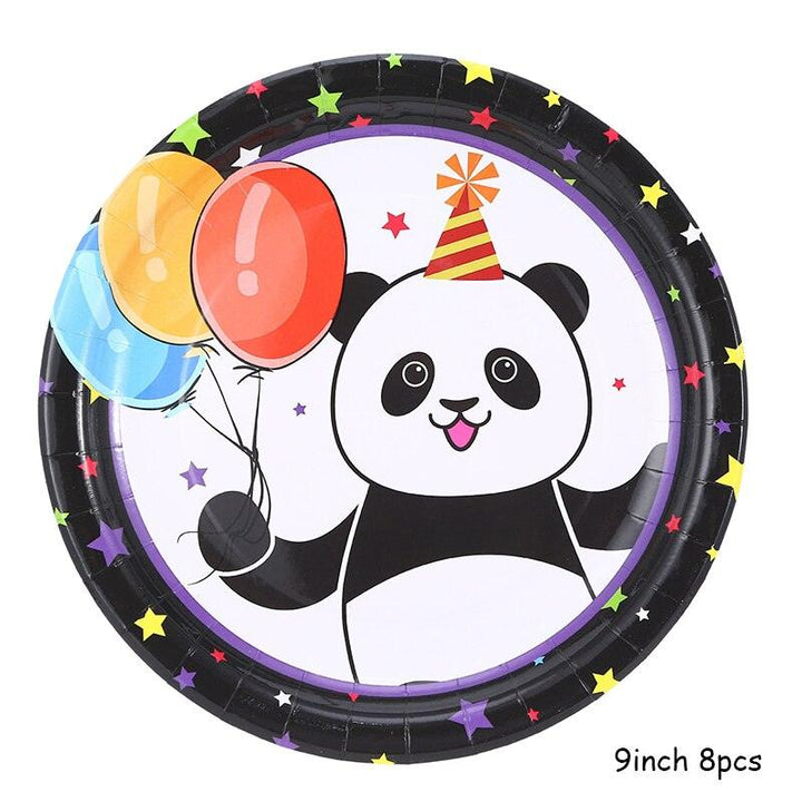 Panda Birthday Decorations Plates Stars