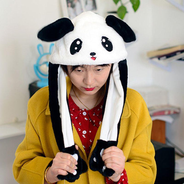 Panda Furry Animal Head Knit Beanie Hat