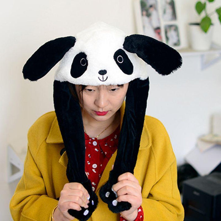 Panda Furry Animal Head Knit Beanie Hat