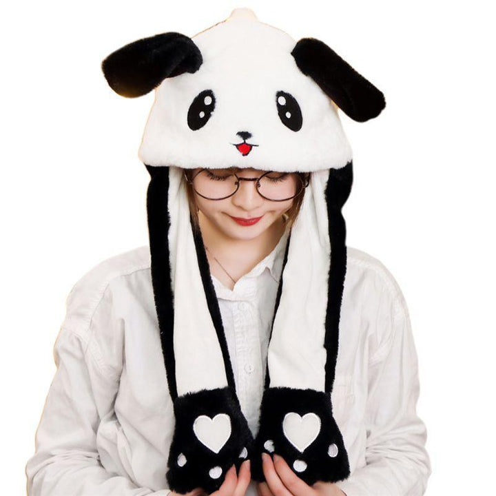 Panda Furry Animal Head Knit Beanie Hat