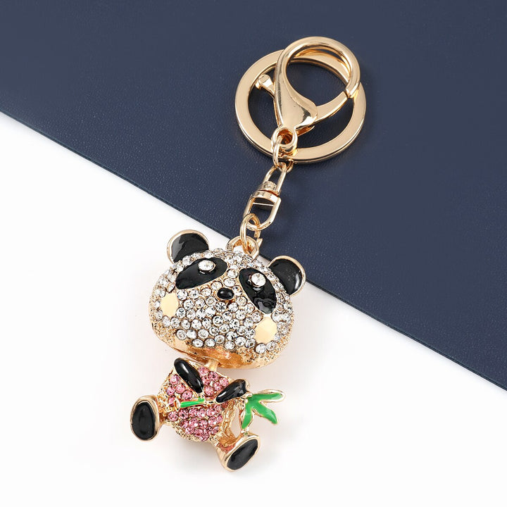 Panda Keychain Crystal Bamboo