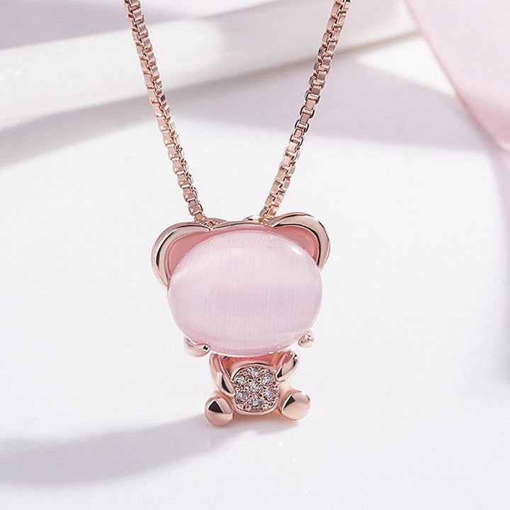 Panda Necklace Rose Stone