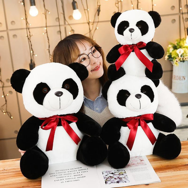 Panda Plush Big Red Ribbon