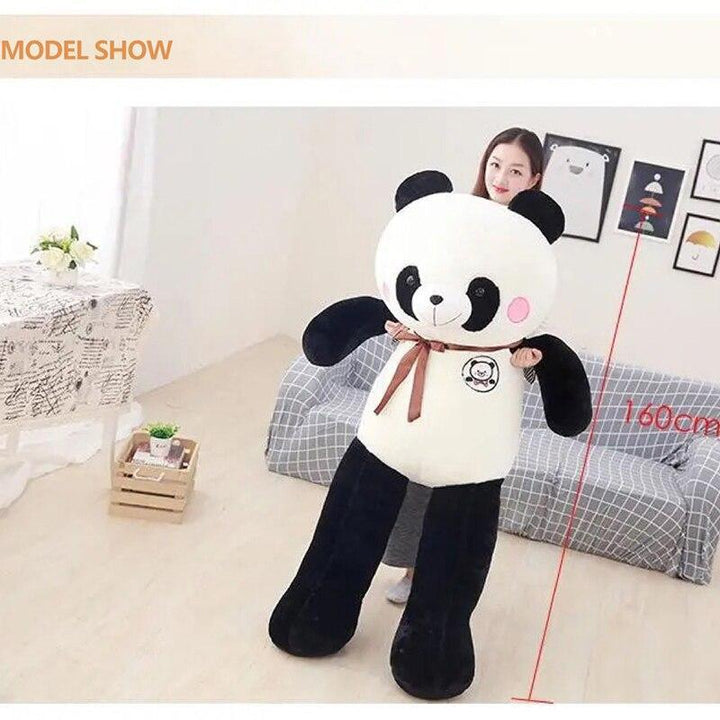 Panda Plush Brown Ribbon