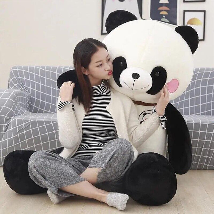 Panda Plush Brown Ribbon