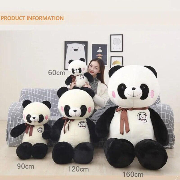 Panda Plush Brown Ribbon