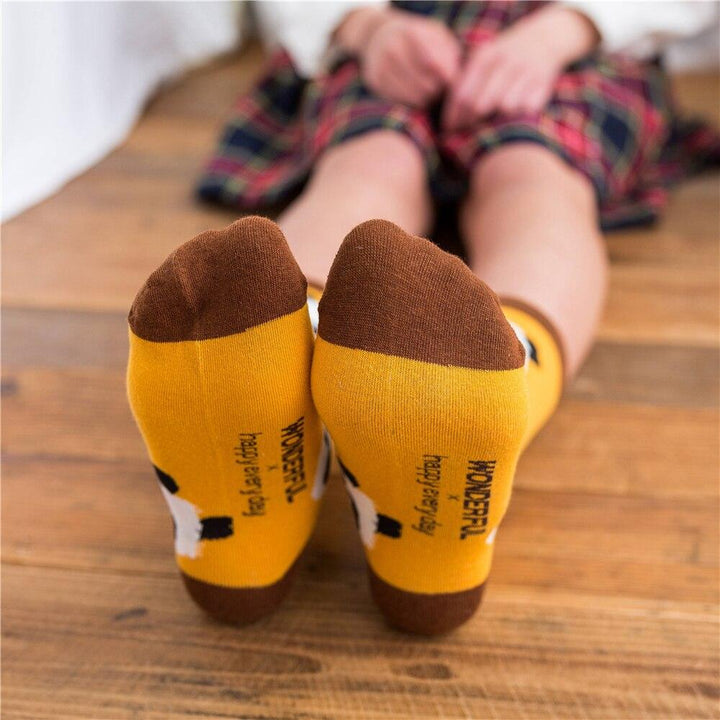 Panda Socks Yellow & Brown